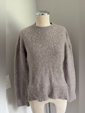 Theory Women's Cashmere Mauve Brown Crew Neck Knit Pullover Sweater Taupe